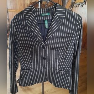 Lauren Ralph Lauren Blazer Striped Women's Size 12 Black and Cream